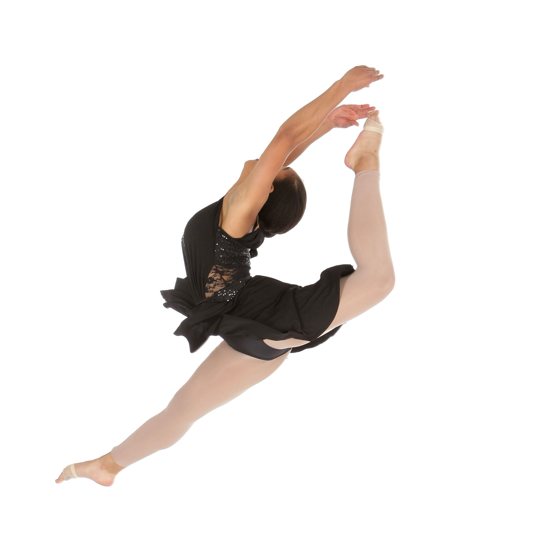 girl splits jumping in black